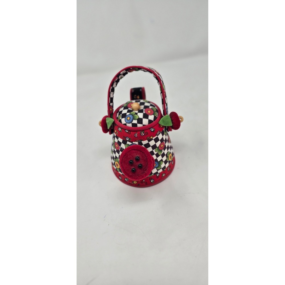 Vtg Mary Engelbreit watering can floral check pin cushiowhimsical Cottagecore - Picture 4 of 7